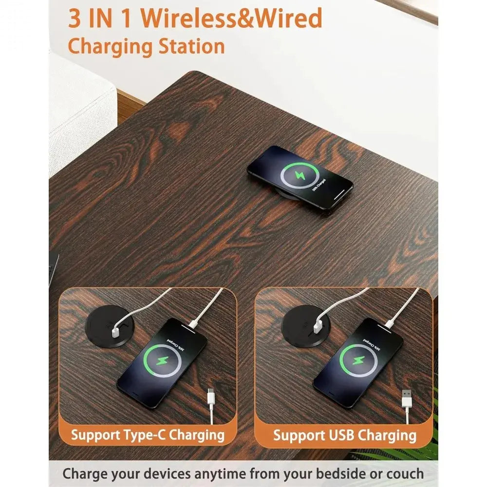 2025 New Wooden Dog Crate End Table with Storage  and QC3.0 Wireless Charging