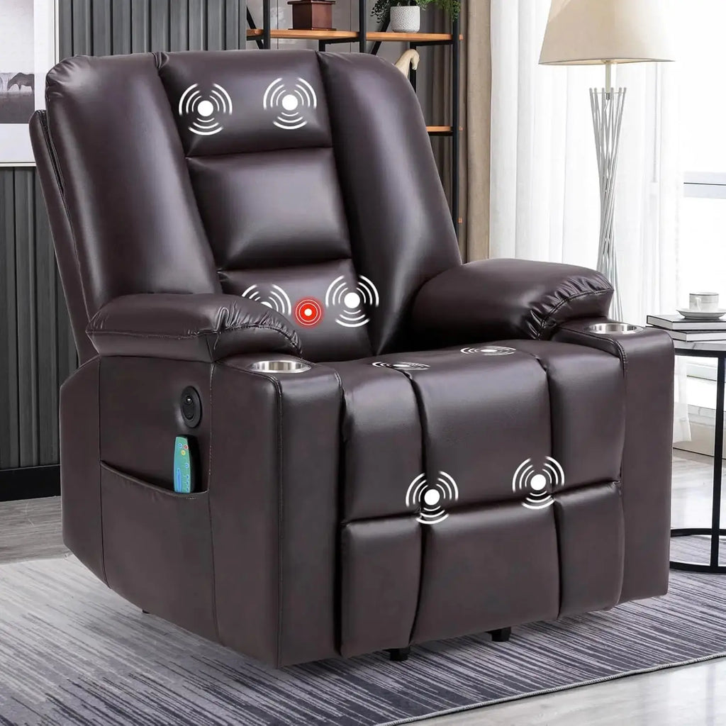 Power Lift Chair with Heat and Massage, with 2 Cup Holders, Side Pocket, USB and Type-c Port,  Faux Leather Lift Recliner Chair